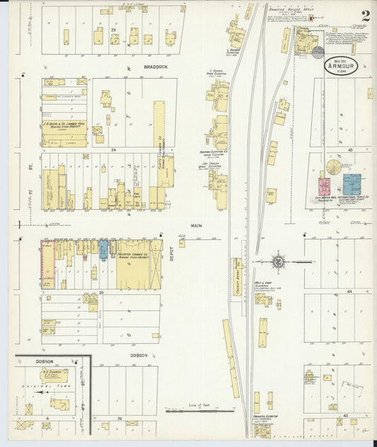 Sanborn Fire Insurance Map from Armour, Douglas County, South Dakota (1911), Sheet #0002 - Historic Sanborn Fire Insurance Map Print, vintage old map wall art, antique decor, genealogy gift, South Dakota South Dakota map