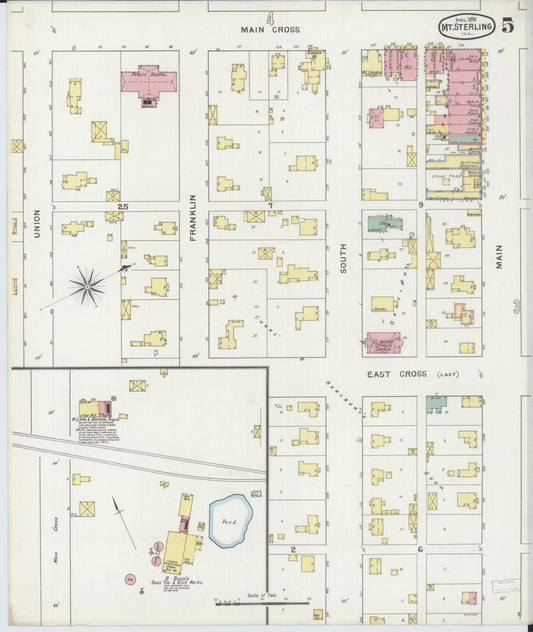 Sanborn Fire Insurance Map from Mount Sterling, Brown County, Illinois (1894), Sheet #0005 - Historic Sanborn Fire Insurance Map Print, vintage old map wall art, antique decor, genealogy gift, Illinois Illinois map
