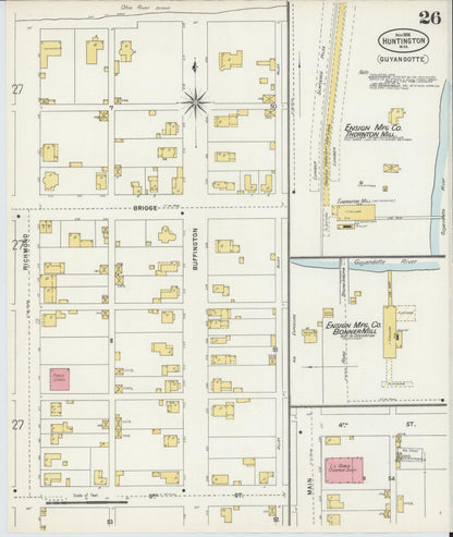 Sanborn Fire Insurance Map from Huntington, Cabell County, West Virginia (1898), Sheet #0026 - Complete Map Set gallery image, historic Sanborn map, vintage wall art, West Virginia West Virginia