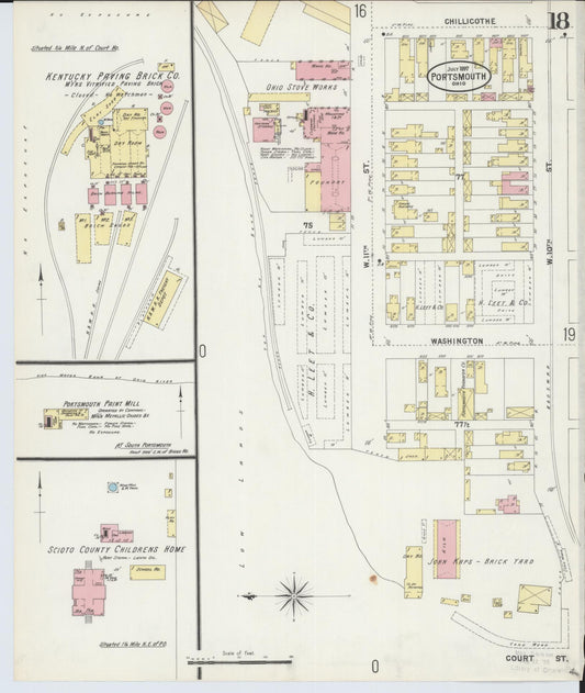 Sanborn Fire Insurance Map from Portsmouth, Scioto County, Ohio (1897), Sheet #0018 - Historic Sanborn Fire Insurance Map Print, vintage old map wall art, antique decor, genealogy gift, Ohio Ohio map