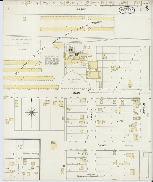 Sanborn Fire Insurance Map from Thorpe, Clark County, Wisconsin (1894), Sheet #0003 - Historic Sanborn Fire Insurance Map Print, vintage old map wall art, antique decor, genealogy gift, Wisconsin Wisconsin map