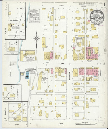 Sanborn Fire Insurance Map from Meredosia, Morgan County, Illinois (1910), Sheet #0001 - Complete Map Set gallery image, historic Sanborn map, vintage wall art, Illinois Illinois
