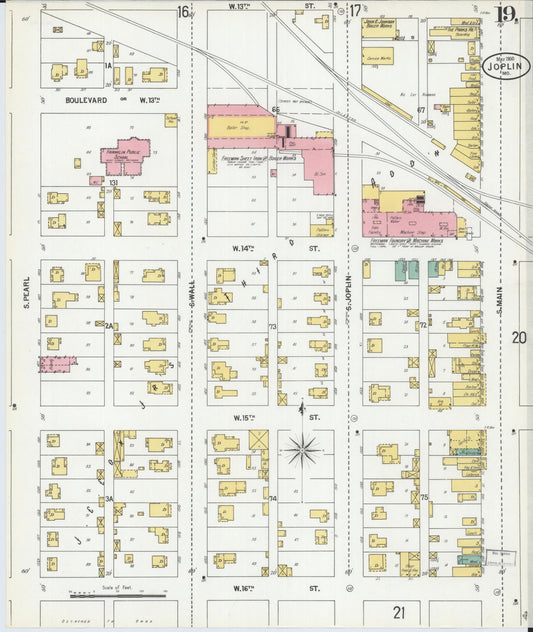 Sanborn Fire Insurance Map from Joplin, Jasper County, Missouri (1900), Sheet #0019 - Historic Sanborn Fire Insurance Map Print, vintage old map wall art, antique decor, genealogy gift, Missouri Missouri map