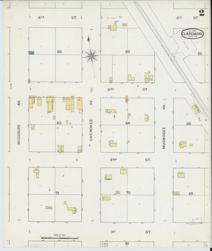 Sanborn Fire Insurance Map from Claremore, Rogers County, Oklahoma (1894), Sheet #0002 - Complete Map Set gallery image, historic Sanborn map, vintage wall art, Oklahoma Oklahoma