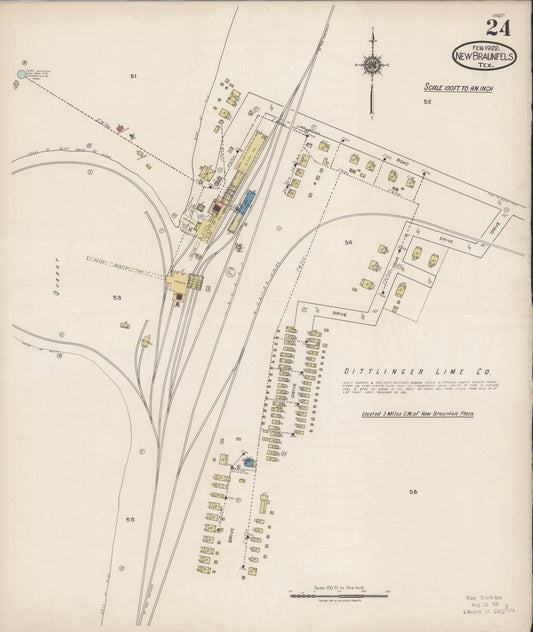 Sanborn Fire Insurance Map from New Braunfels, Comal County, Texas (1922), Sheet #0024 - Historic Sanborn Fire Insurance Map Print, vintage old map wall art, antique decor, genealogy gift, Texas Texas map