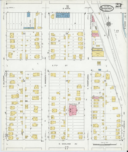 Sanborn Fire Insurance Map from Shawnee, Pottawatomie County, Oklahoma (1919), Sheet #0023 - Complete Map Set gallery image, historic Sanborn map, vintage wall art, Oklahoma Oklahoma