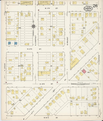 Sanborn Fire Insurance Map from Casper, Natrona County, Wyoming (1921), Sheet #0027 - Complete Map Set gallery image, historic Sanborn map, vintage wall art, Wyoming Wyoming