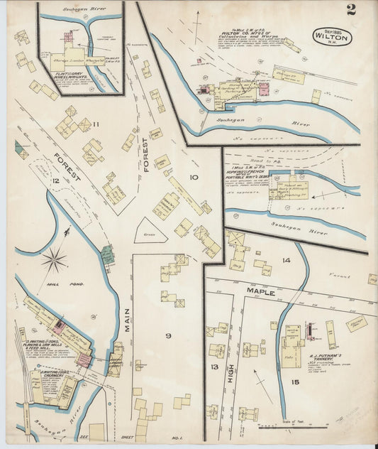Sanborn Fire Insurance Map from Wilton, Hillsborough County, New Hampshire (1885), Sheet #0002 - Historic Sanborn Fire Insurance Map Print, vintage old map wall art, antique decor, genealogy gift, New Hampshire New Hampshire map