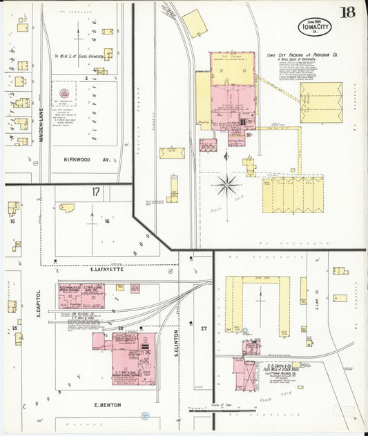 Sanborn Fire Insurance Map from Iowa City, Johnson County, Iowa (1899), Sheet #0018 - Historic Sanborn Fire Insurance Map Print, vintage old map wall art