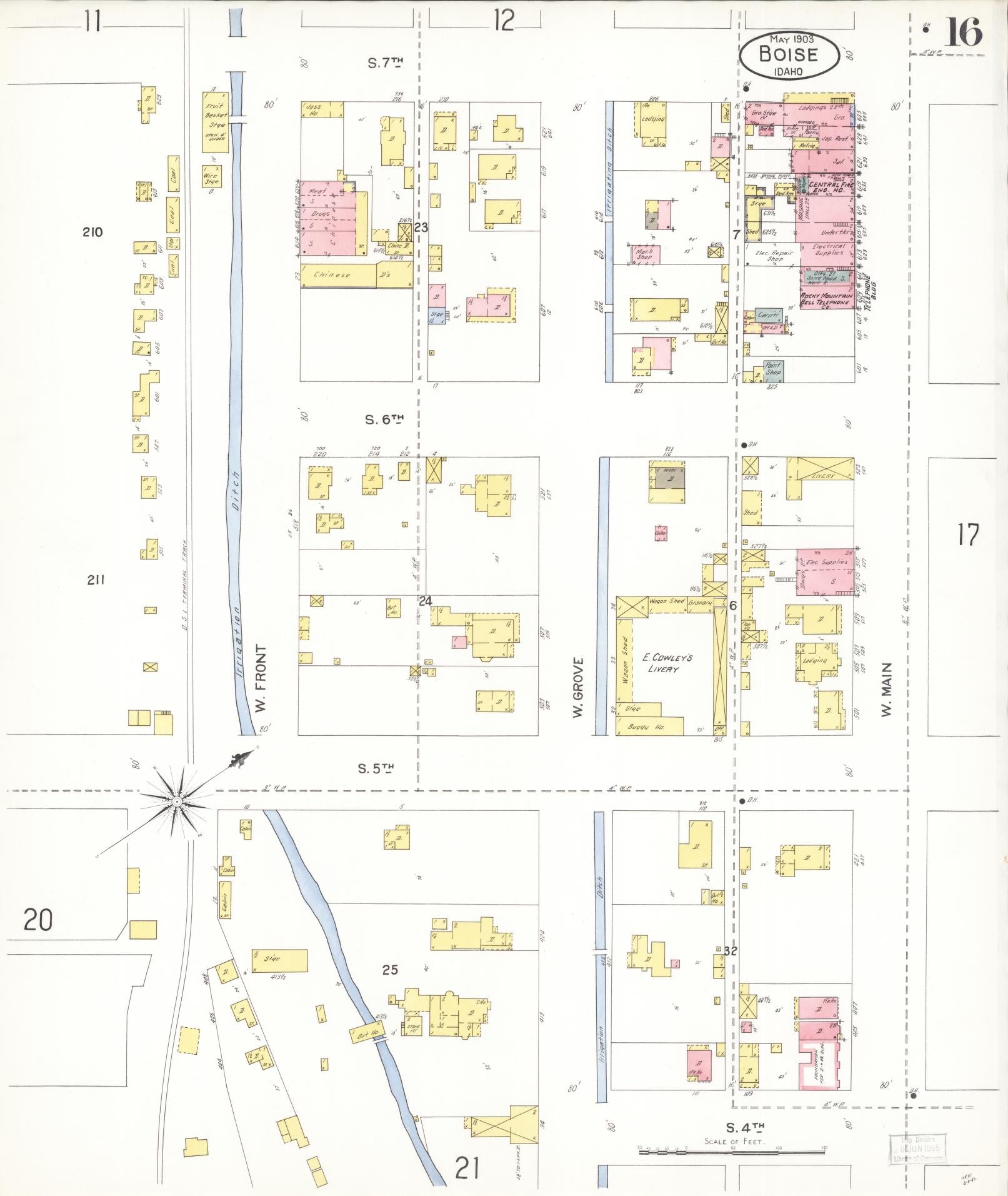 Sanborn Fire Insurance Map from Boise, Ada County, Idaho (1903), Sheet #0016 - Complete Map Set gallery image, historic Sanborn map, vintage wall art, Idaho Idaho