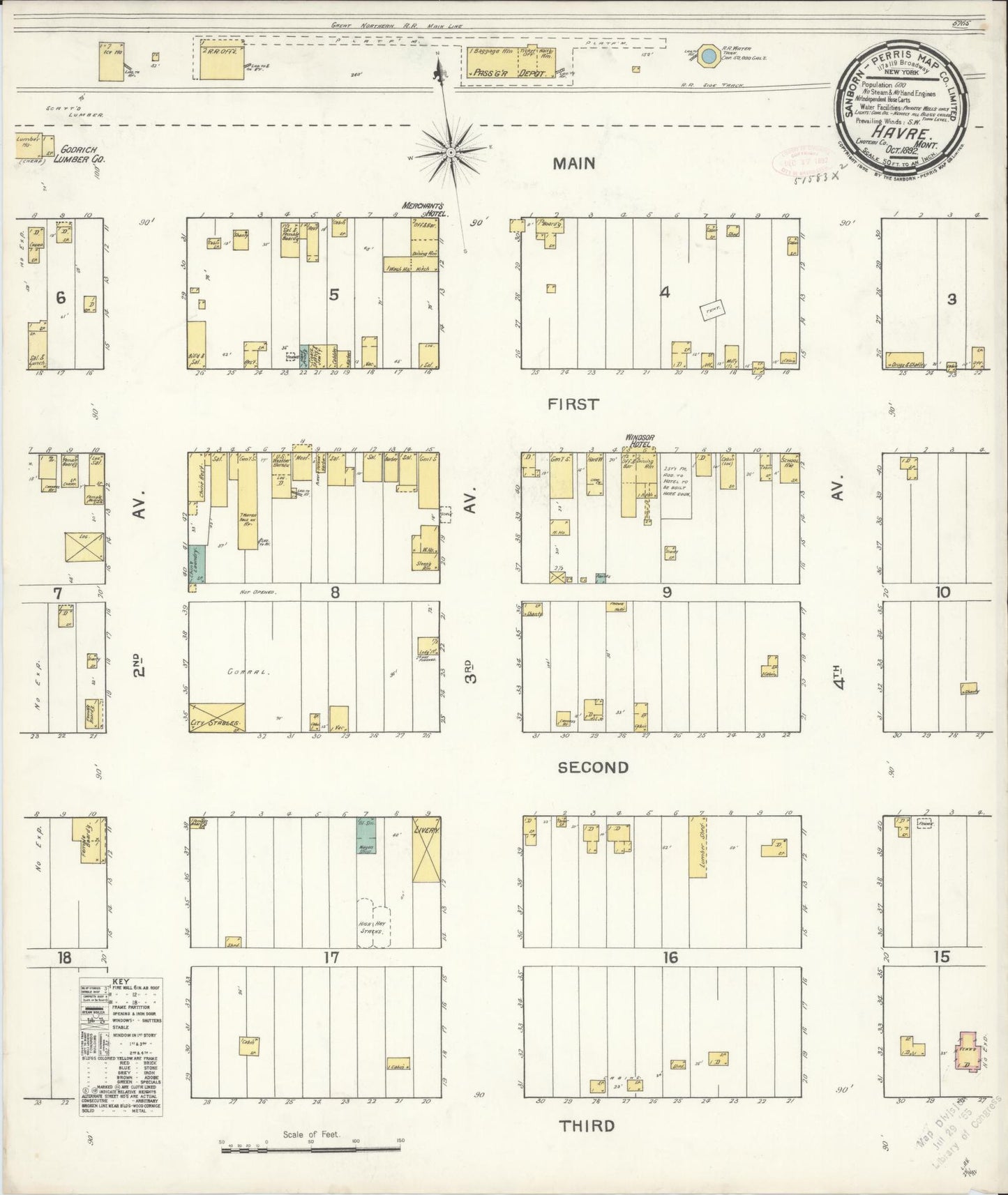 Sanborn Fire Insurance Map from Havre, Hill County, Montana (1892), Sheet #0001 - Historic Sanborn Fire Insurance Map Print, vintage old map wall art, antique decor, genealogy gift, Montana Montana map