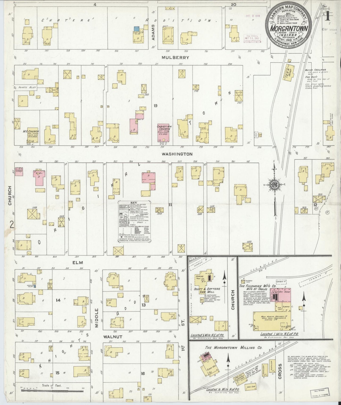 Sanborn Fire Insurance Map from Morgantown, Morgan County, Indiana (1910), Sheet #0001 - Complete Map Set gallery image, historic Sanborn map, vintage wall art, Indiana Indiana