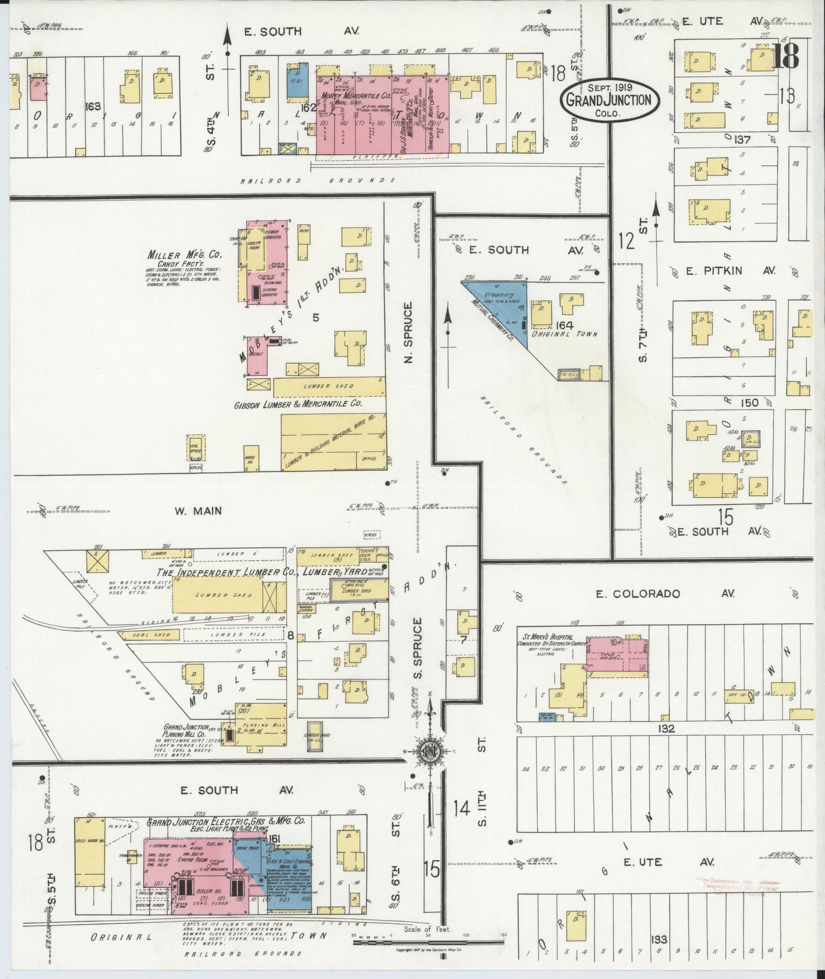 Sanborn Fire Insurance Map from Grand Junction, Mesa County, Colorado (1919), Sheet #0018 - Complete Map Set gallery image, historic Sanborn map, vintage wall art, Colorado Colorado