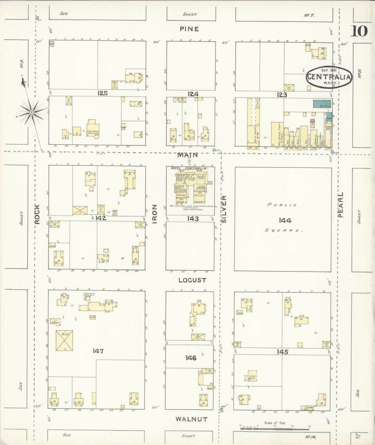 Sanborn Fire Insurance Map from Centralia, Lewis County, Washington (1891), Sheet #0010 - Complete Map Set gallery image, historic Sanborn map, vintage wall art, Washington Washington