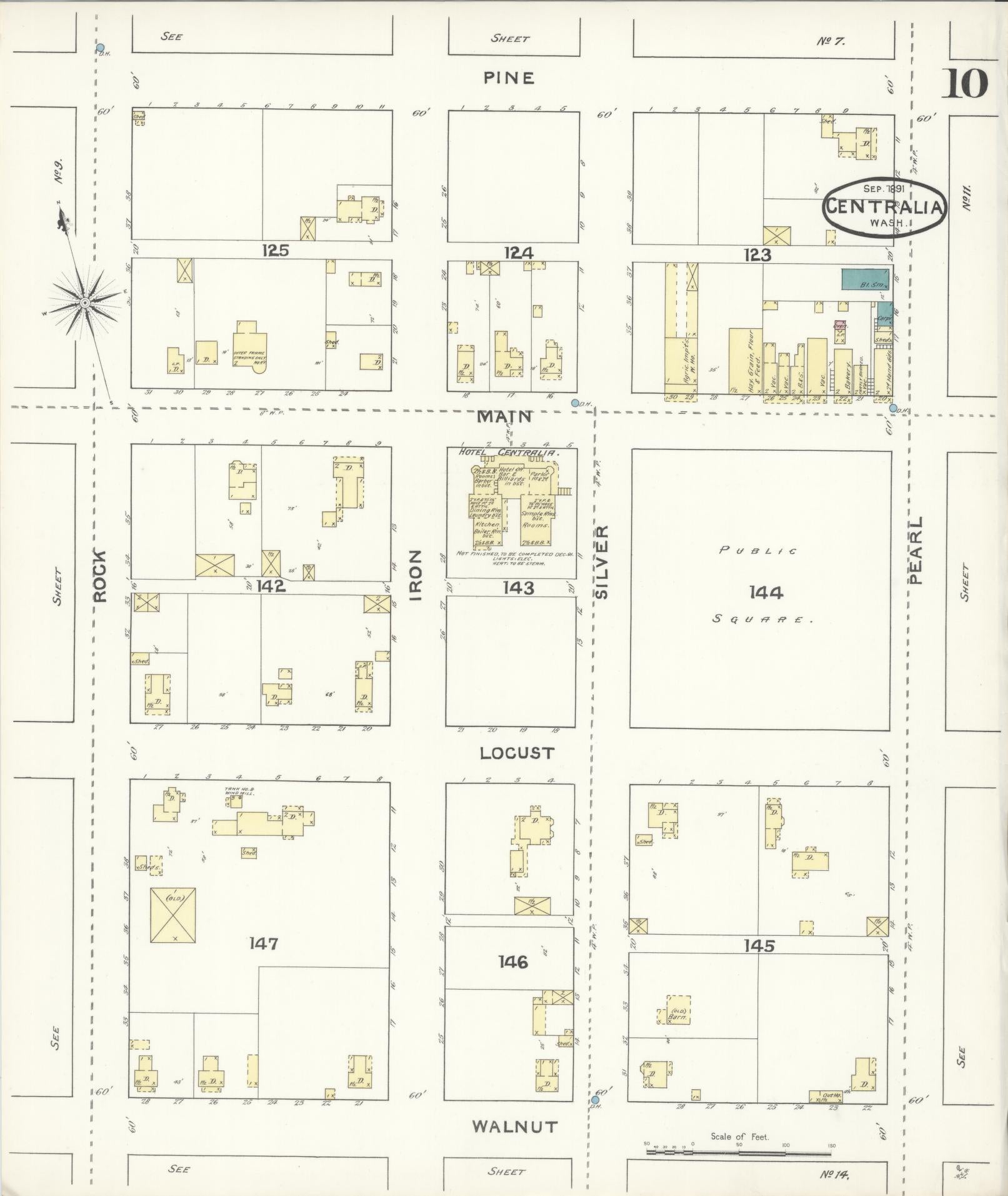 Sanborn Fire Insurance Map from Centralia, Lewis County, Washington (1891), Sheet #0010 - Complete Map Set gallery image, historic Sanborn map, vintage wall art, Washington Washington