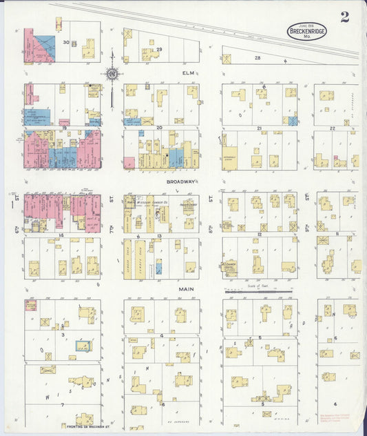 Sanborn Fire Insurance Map from Breckenridge, Caldwell County, Missouri (1916), Sheet #0002 - Historic Sanborn Fire Insurance Map Print, vintage old map wall art, antique decor, genealogy gift, Missouri Missouri map