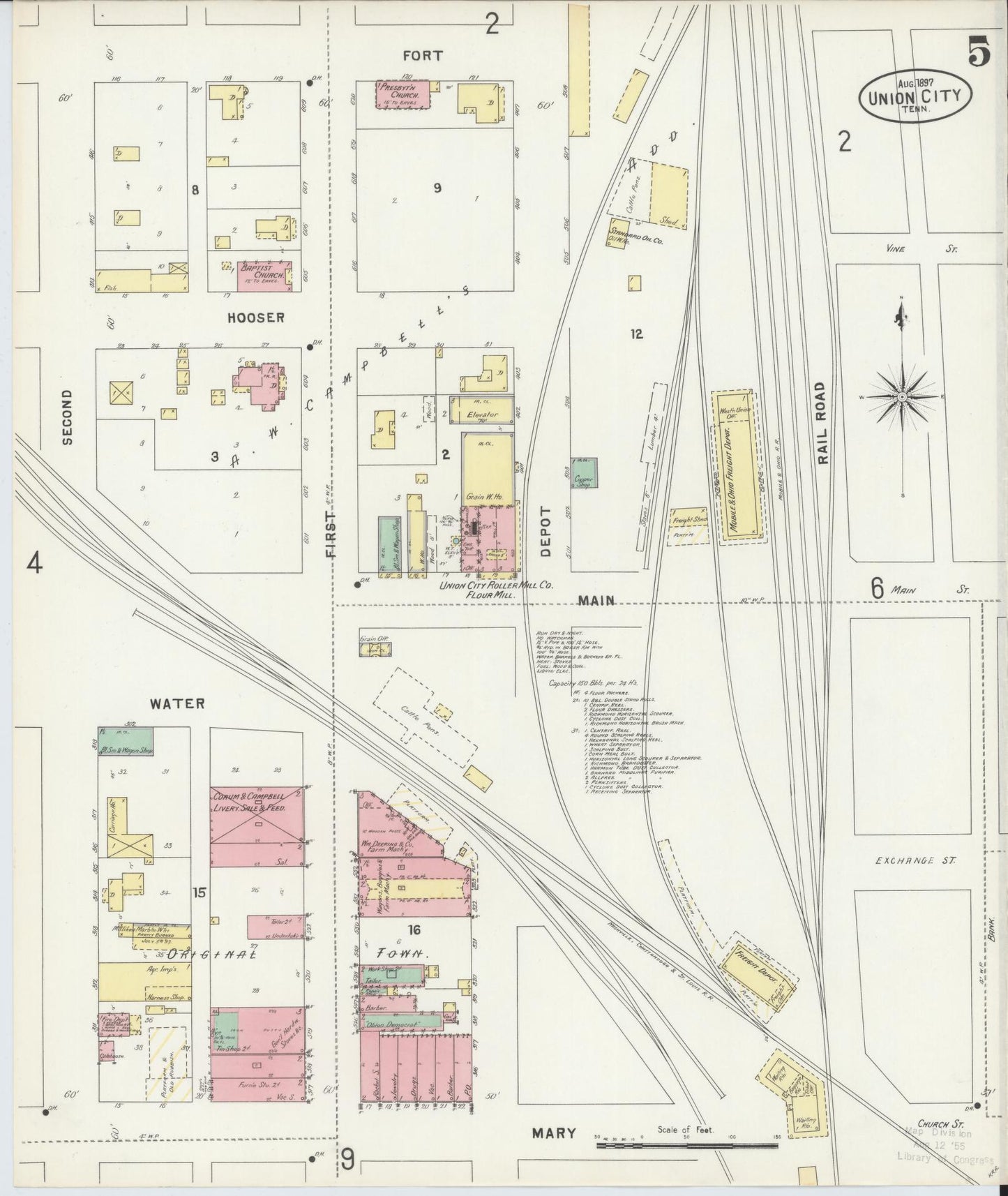 Sanborn Fire Insurance Map from Union City, Obion County, Tennessee (1897), Sheet #0005 - Complete Map Set gallery image, historic Sanborn map, vintage wall art, Tennessee Tennessee