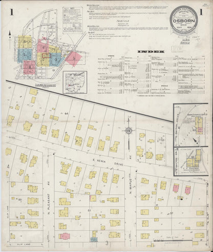 Sanborn Fire Insurance Map from Osborn, Greene County, Ohio (1929), Sheet #0001 - Historic Sanborn Fire Insurance Map Print, vintage old map wall art, antique decor, genealogy gift, Ohio Ohio map