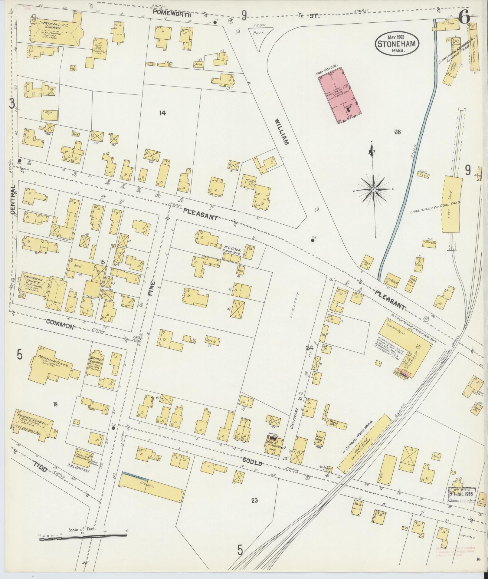 Sanborn Fire Insurance Map from Stoneham, Middlesex County, Massachusetts (1903), Sheet #0006 - Historic Sanborn Fire Insurance Map Print, vintage old map wall art, antique decor, genealogy gift, Massachusetts Massachusetts map