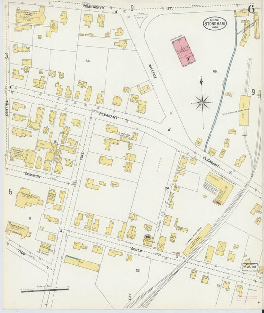 Sanborn Fire Insurance Map from Stoneham, Middlesex County, Massachusetts (1903), Sheet #0006 - Historic Sanborn Fire Insurance Map Print, vintage old map wall art, antique decor, genealogy gift, Massachusetts Massachusetts map