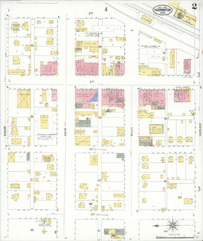 Sanborn Fire Insurance Map from Harrington, Lincoln County, Washington (1909), Sheet #0002 - Complete Map Set gallery image, historic Sanborn map, vintage wall art, Washington Washington