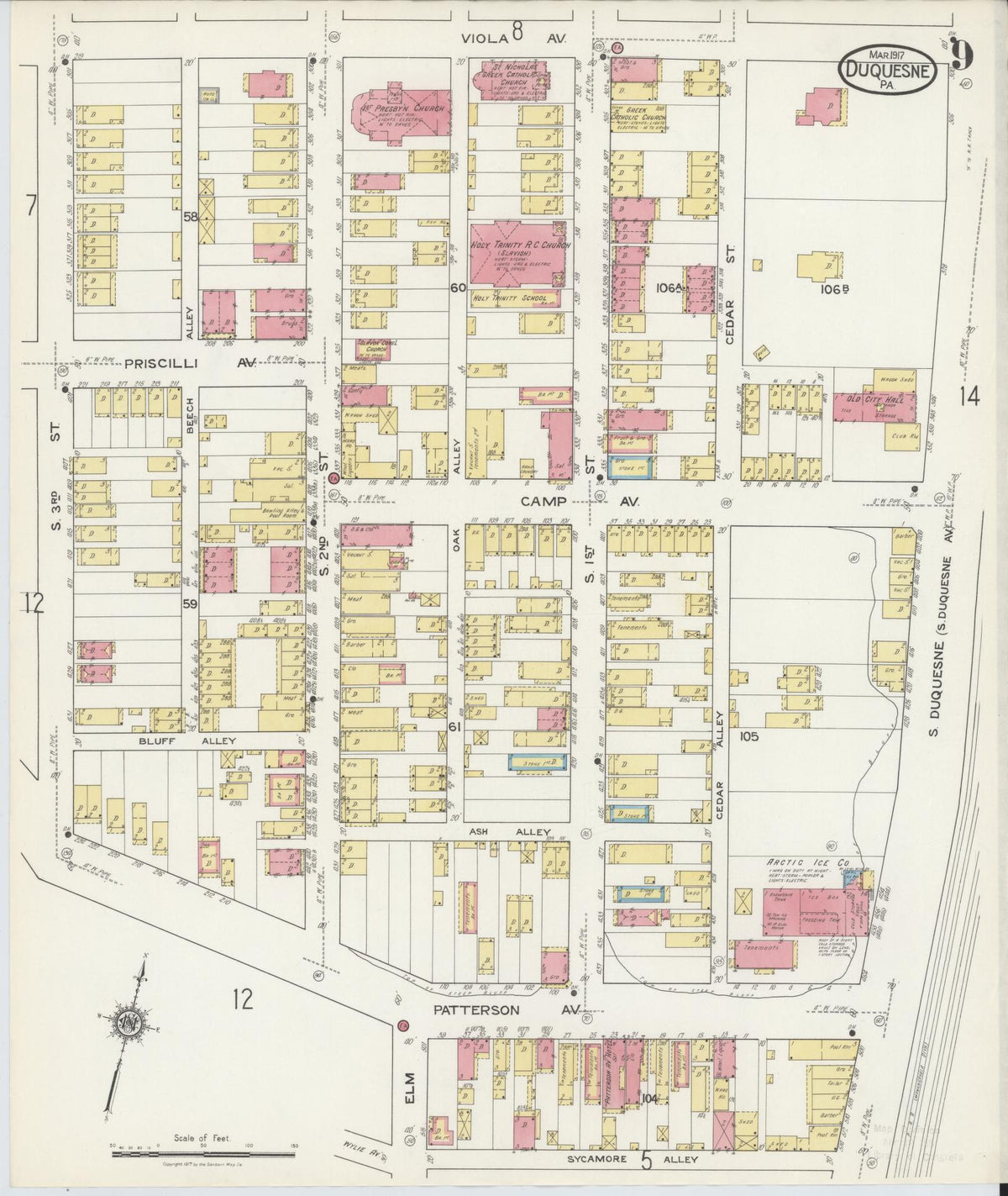 Sanborn Fire Insurance Map from Duquesne, Allegheny County, Pennsylvania (1917), Sheet #0009 - Complete Map Set gallery image, historic Sanborn map, vintage wall art, Pennsylvania Pennsylvania