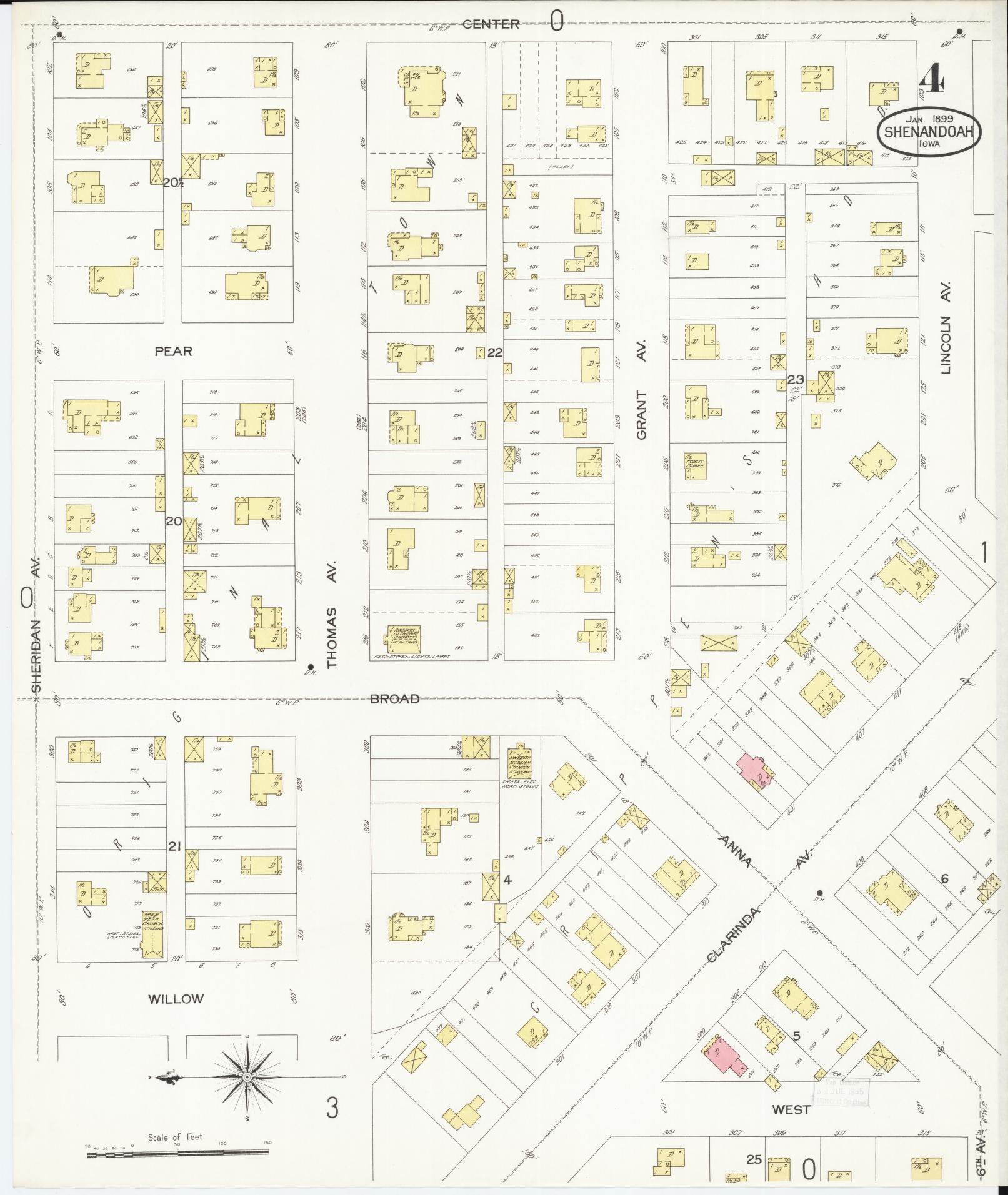 Sanborn Fire Insurance Map from Shenandoah, Page County, Iowa (1899), Sheet #0004 - Historic Sanborn Fire Insurance Map Print