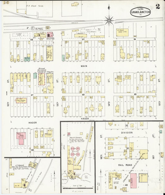 Sanborn Fire Insurance Map from Grand Junction, Greene County, Iowa (1896), Sheet #0002 - Historic Sanborn Fire Insurance Map Print, vintage old map wall art