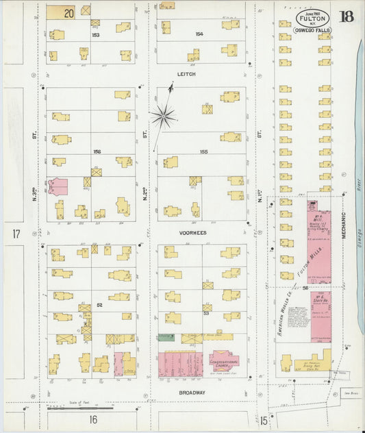 Sanborn Fire Insurance Map from Fulton, Oswego County, New York (1901), Sheet #0018 - Historic Sanborn Fire Insurance Map Print, vintage old map wall art, antique decor, genealogy gift, New York New York map