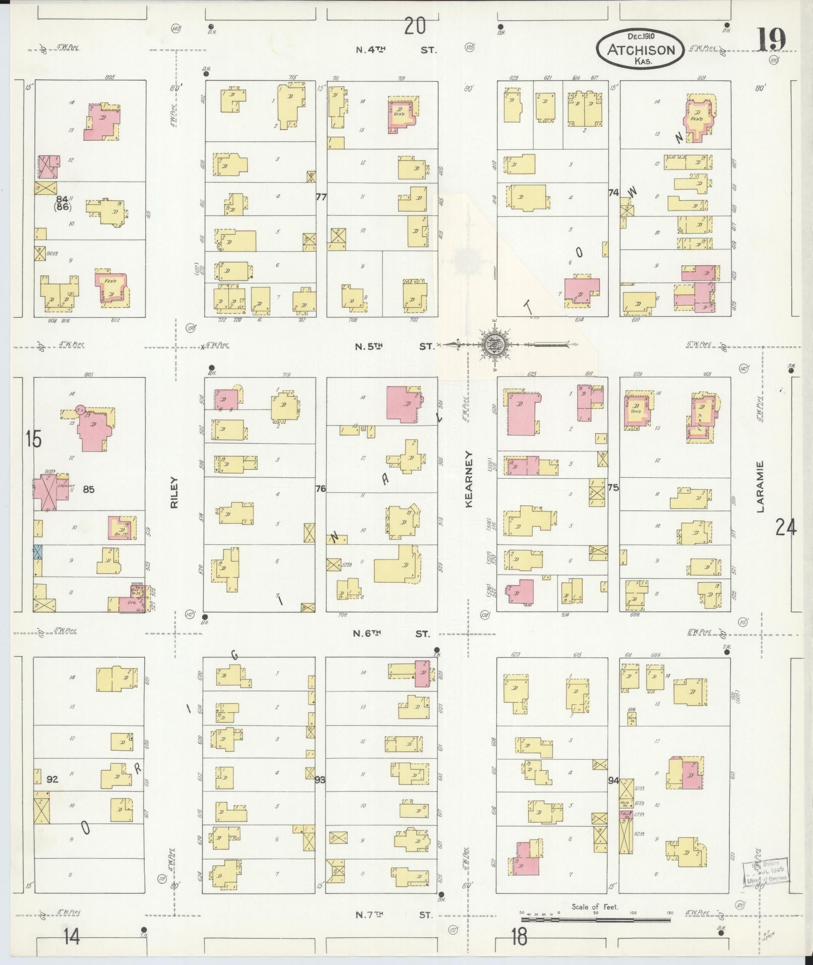 Sanborn Fire Insurance Map from Atchison, Atchison County, Kansas (1910), Sheet #0019 - Complete Map Set gallery image, historic Sanborn map, vintage wall art, Kansas Kansas