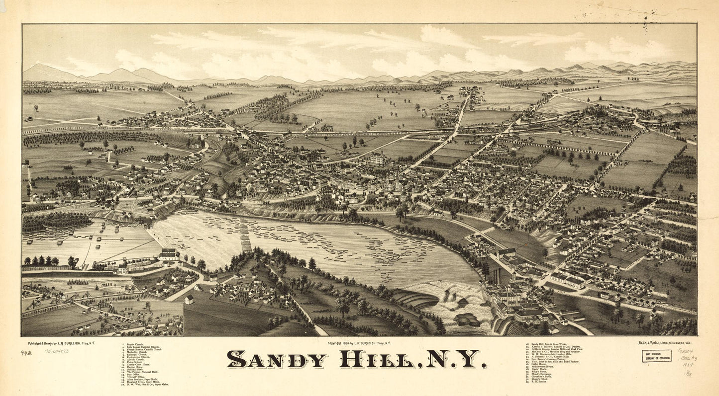 Sandy Hill, N.Y. (1884) – Historic Bird’s-Eye View Panorama Print