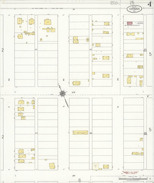 Sanborn Fire Insurance Map from Coronado, San Diego County, California (1921), Sheet #0004 - Historic Sanborn Fire Insurance Map Print, vintage old map wall art, antique decor, genealogy gift, California California map