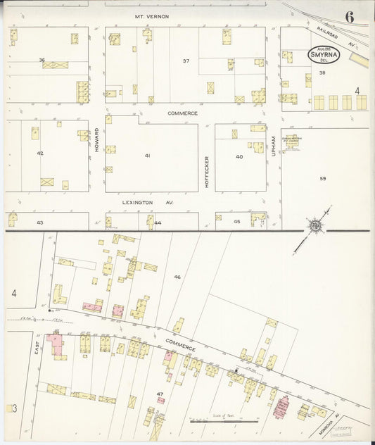 Sanborn Fire Insurance Map from Smyrna, Kent County, Delaware (1915), Sheet #0006 - Historic Sanborn Fire Insurance Map Print, vintage old map wall art, antique decor, genealogy gift, Delaware Delaware map