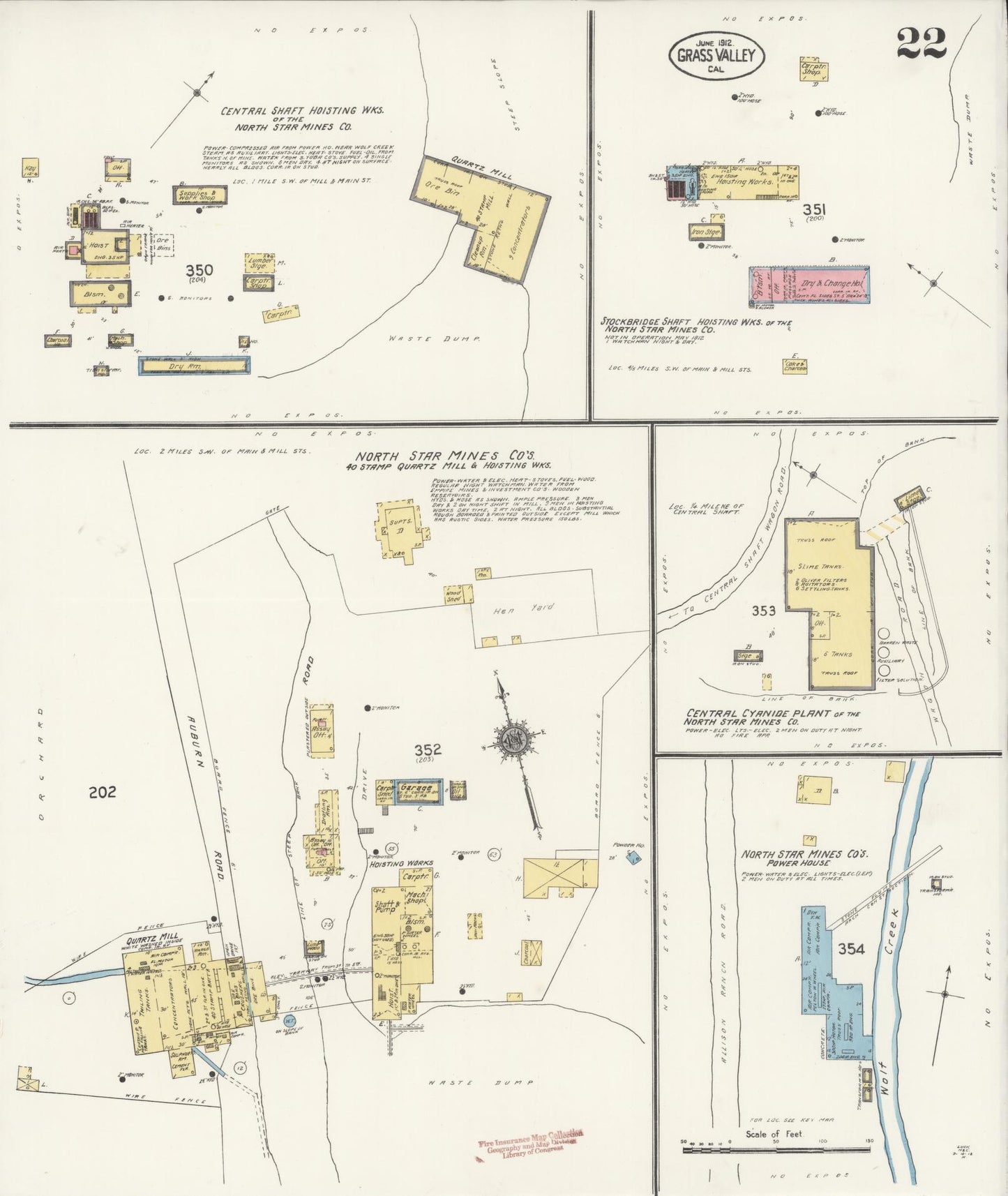 Sanborn Fire Insurance Map from Grass Valley, Nevada County, California (1912), Sheet #0022 - Complete Map Set gallery image, historic Sanborn map, vintage wall art, California California