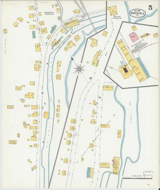 Sanborn Fire Insurance Map from Rosendale, Ulster County, New York (1904), Sheet #0005 - Historic Sanborn Fire Insurance Map Print, vintage old map wall art, antique decor, genealogy gift, New York New York map