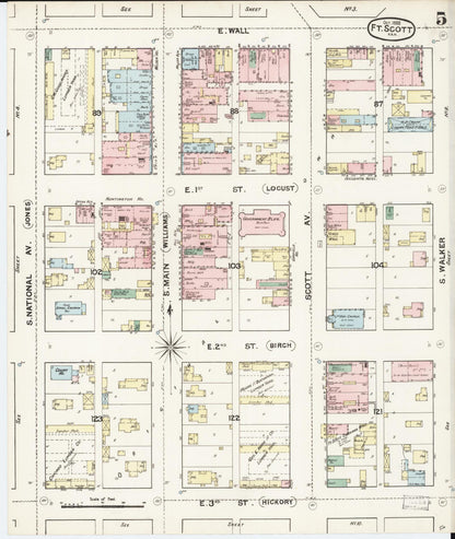 Sanborn Fire Insurance Map from Fort Scott, Bourbon County, Kansas (1888), Sheet #0005 - Complete Map Set gallery image, historic Sanborn map, vintage wall art, Kansas Kansas