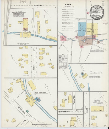 Sanborn Fire Insurance Map from Cobleskill, Schoharie County, New York (1892), Sheet #0001 - Complete Map Set gallery image, historic Sanborn map, vintage wall art, New York New York