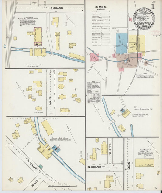 Sanborn Fire Insurance Map from Cobleskill, Schoharie County, New York (1892), Sheet #0001 - Complete Map Set gallery image, historic Sanborn map, vintage wall art, New York New York