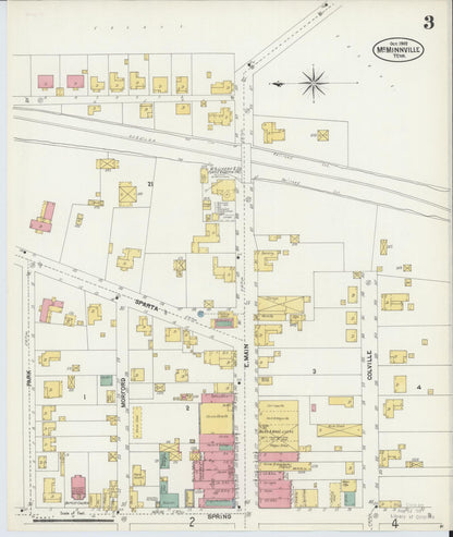 Sanborn Fire Insurance Map from McMinnville, Warren County, Tennessee (1902), Sheet #0003 - Complete Map Set gallery image, historic Sanborn map, vintage wall art, Tennessee Tennessee