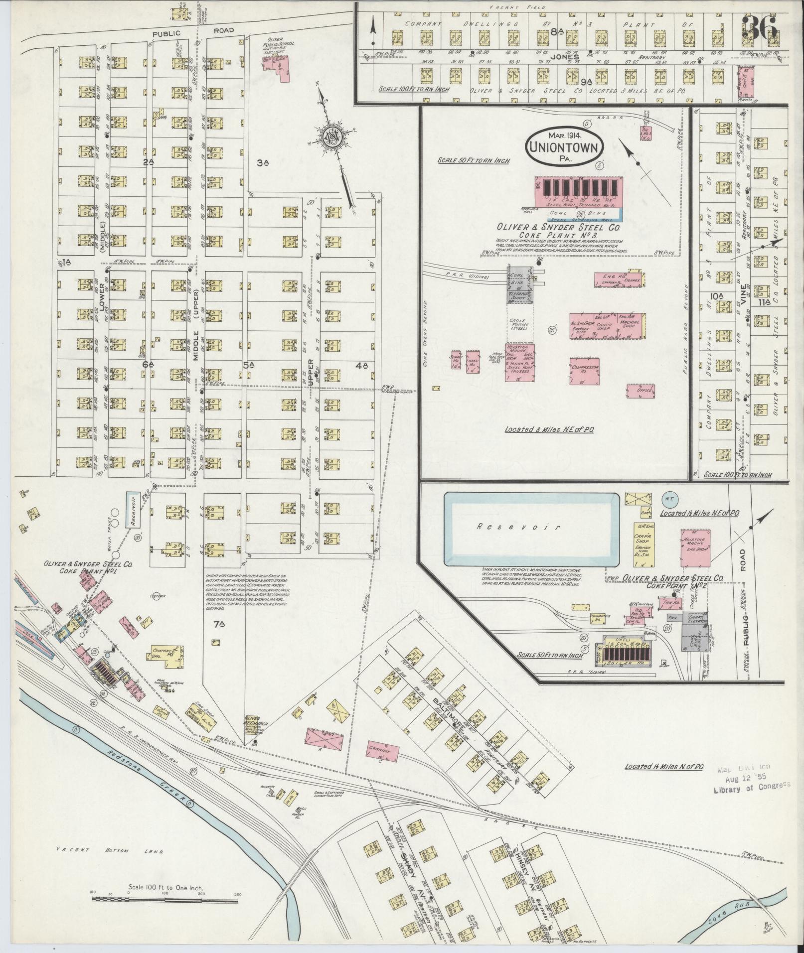Sanborn Fire Insurance Map from Uniontown, Fayette County, Pennsylvania (1914), Sheet #0036 - Complete Map Set gallery image, historic Sanborn map, vintage wall art, Pennsylvania Pennsylvania
