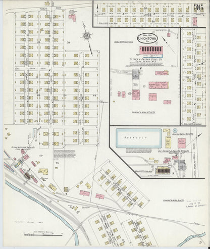 Sanborn Fire Insurance Map from Uniontown, Fayette County, Pennsylvania (1914), Sheet #0036 - Complete Map Set gallery image, historic Sanborn map, vintage wall art, Pennsylvania Pennsylvania