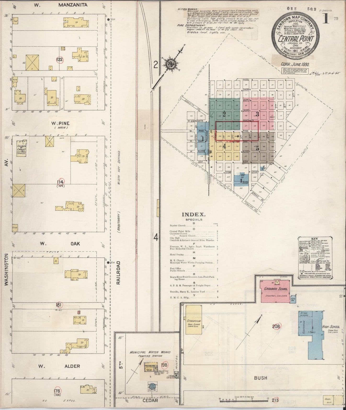 Sanborn Fire Insurance Map from Central Point, Jackson County, Oregon (1930), Sheet #0001 - Complete Map Set gallery image, historic Sanborn map, vintage wall art, Oregon Oregon