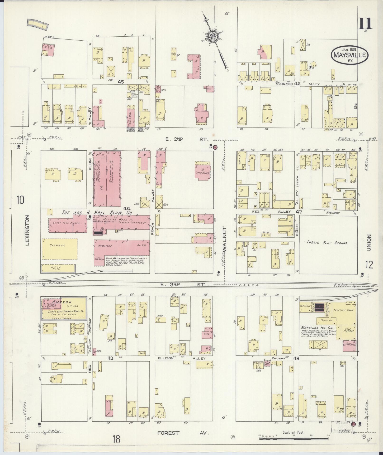 Sanborn Fire Insurance Map from Maysville, Mason County, Kentucky (1914), Sheet #0011 - Historic Sanborn Fire Insurance Map Print, vintage old map wall art, antique decor, genealogy gift, Kentucky Kentucky map