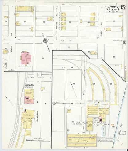 Sanborn Fire Insurance Map from Elkins, Randolph County, West Virginia (1910), Sheet #0015 - Complete Map Set gallery image, historic Sanborn map, vintage wall art, West Virginia West Virginia