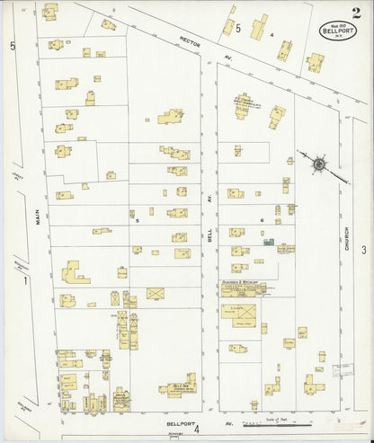 Sanborn Fire Insurance Map from Bellport, Suffolk County, New York (1910), Sheet #0002 - Complete Map Set gallery image, historic Sanborn map, vintage wall art, New York New York