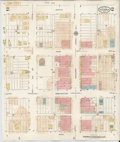Sanborn Fire Insurance Map from Tecumseh, Pottawatomie County, Oklahoma (1944), Sheet #0002 - Complete Map Set gallery image, historic Sanborn map, vintage wall art, Oklahoma Oklahoma