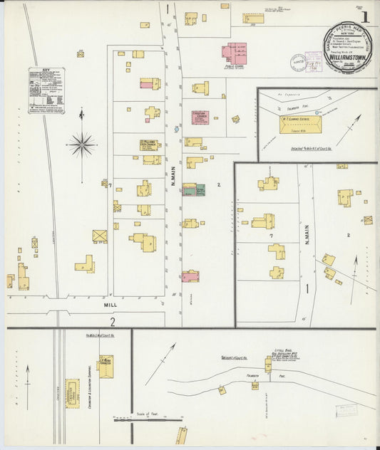 Sanborn Fire Insurance Map from Williamstown, Grant County, Kentucky (1901), Sheet #0001 - Historic Sanborn Fire Insurance Map Print, vintage old map wall art, antique decor, genealogy gift, Kentucky Kentucky map