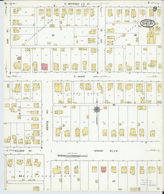 Sanborn Fire Insurance Map from Shelby, Richland County, Ohio (1919), Sheet #0009 - Historic Sanborn Fire Insurance Map Print, vintage old map wall art, antique decor, genealogy gift, Ohio Ohio map