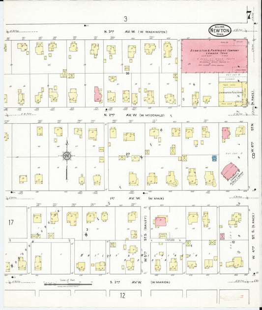 Sanborn Fire Insurance Map from Newton, Jasper County, Iowa (1918), Sheet #0007 - Historic Sanborn Fire Insurance Map Print, vintage old map wall art