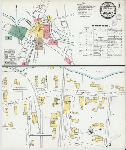 Sanborn Fire Insurance Map from Milford, Hillsborough County, New Hampshire (1901), Sheet #0001 - Complete Map Set gallery image, historic Sanborn map, vintage wall art, New Hampshire New Hampshire